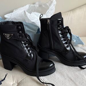 Prada Women's Black Lace-Up Boots